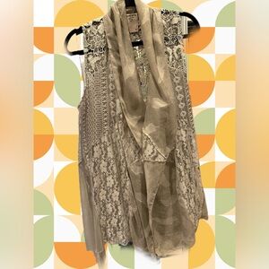 Elegant Lace Sleeveless Top - Tan